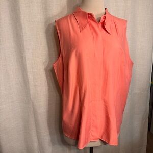 CJ Banks By Christopher & Banks Sleeveless Collared Coral Color Women’s 16W Plus